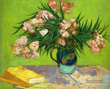 Oleander und Bücher Vincent van Gogh impressionistischer Blumen Ölgemälde